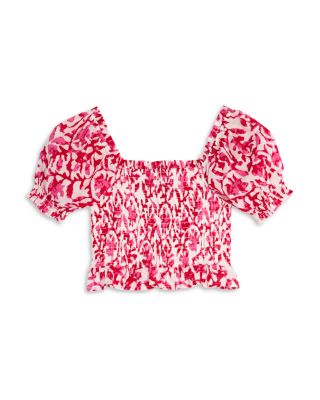 AQUA - Girls' Printed Smocked Top & Tiered Floral Skirt - Big Kid - Exclusive