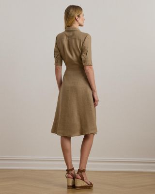 Petites Linen Tie Front Shirt Dress