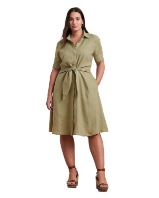Ralph Lauren - Tie Front Linen Shirt Dress - Petite, Regular & Plus