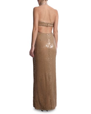 navy blue dress for baby girl NWT BCBG MAXAZRIA Silk Satin Dk Gray Sequin Backless Dress SIZE 12 MSRP  $368.00 main image 1