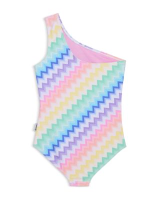 Girls' One Shoulder Geometric One Piece Swimsuit - Little Kid