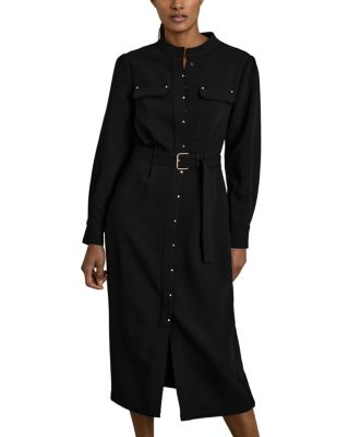 REISS - Belted Long Sleeve Shirt Dress