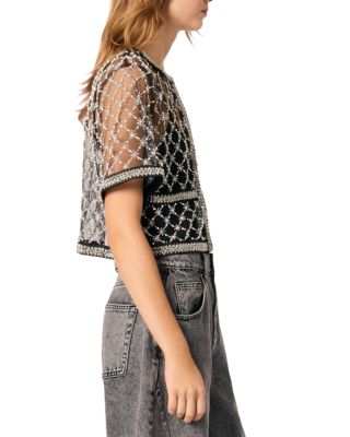 Embroidered Tulle Top