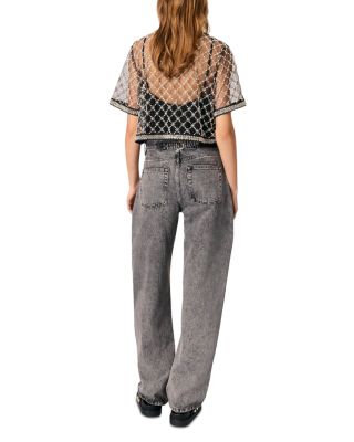 Embroidered Tulle Top