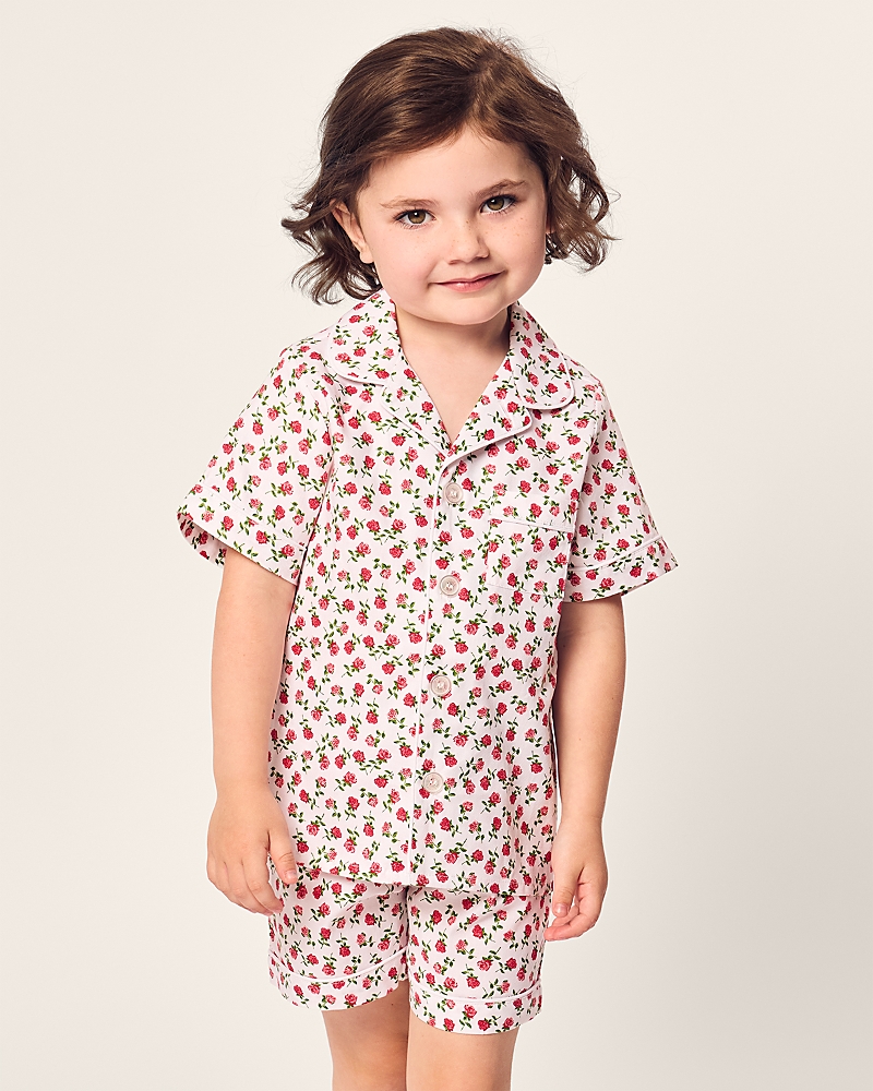 Petite Plume Petit Plume Girls' Petite Petals Pajama Top & Shorts Set - Baby, Little Kid, Big Kid In Pink
