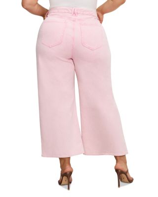 Good Waist High Rise Cropped Palazzo Jeans in Pink