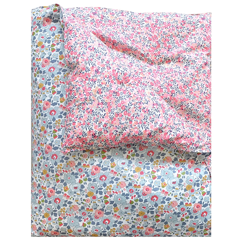 Coco & Wolf Liberty Fabric Betsy Grey & Wiltshire Bud Print Heirloom Quilt, Crib In Betsy Grey Wiltshire Pink