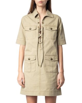 Record Military Cotton Mini Dress