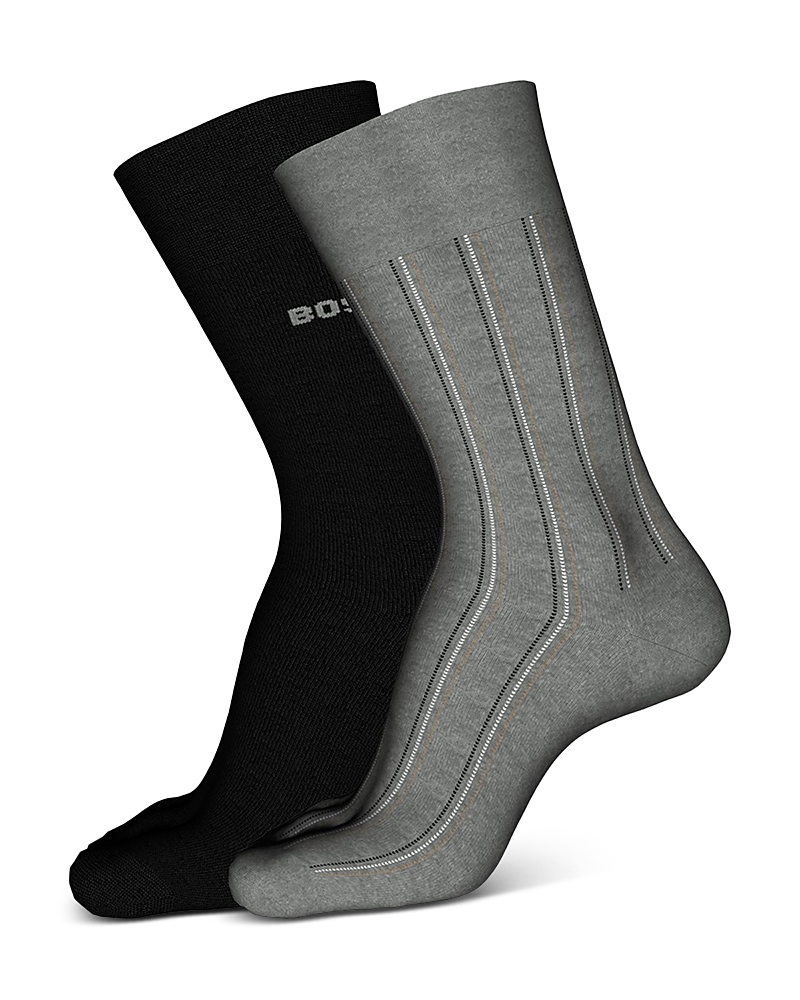 Hugo Boss Crew Socks, Pack Of 2 In Mediun Grey