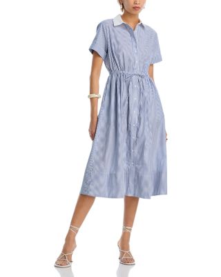 AQUA - Stripe Smock Waist Midi Shirt Dress - Exclusive