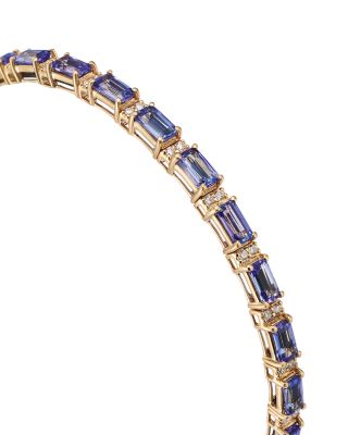 Tanzanite & Diamond Bangle Bracelet in 14K Yellow Gold