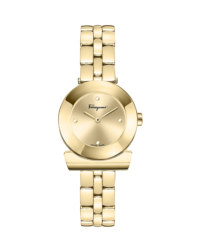 Ferragamo Gancino Bracelet Watch With Polished Gold Finish In Gold