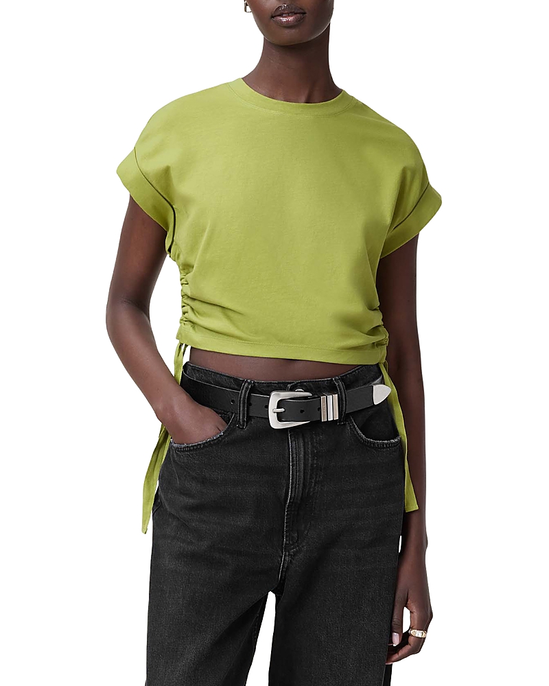 Allsaints Mira Ruched Cotton T-shirt In Utility Green