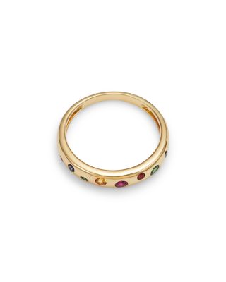 Rainbow Sapphire & Tsavorite Band in 14K Yellow Gold