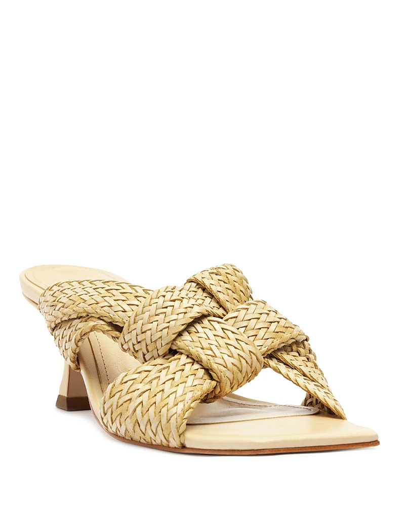 Schutz Kali Woven Knot Slide Sandals In Beige