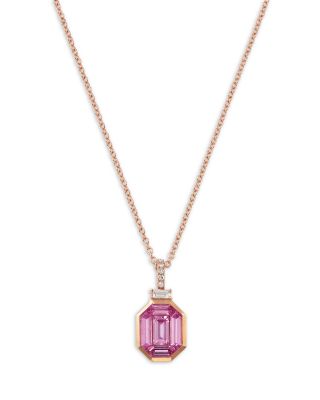 Bloomingdale's Fine Collection - Pink Sapphire & Diamond Baguette Pendant Necklace in 14K Rose Gold, 18"