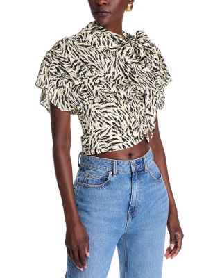 Ronny Kobo - Aiko Printed Tie Neck Blouse