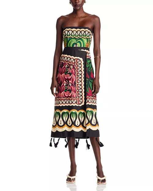 coconut tree flowing scarf dress