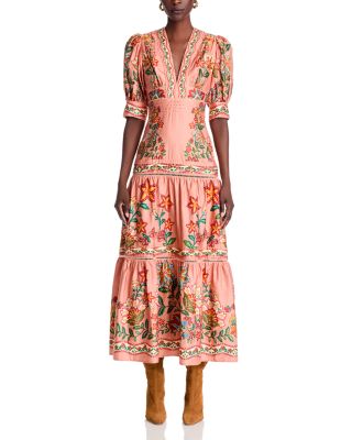 Pink Garden Delight Short Sleeve Maxi Dress