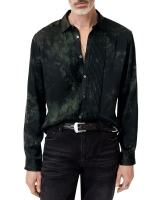 Silk Printed Pleated Front Shirt