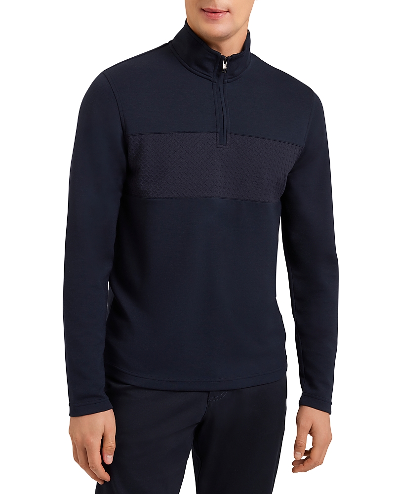 Ted Baker Simonea Textured Panel Half Zip Sweatshirt In Navy