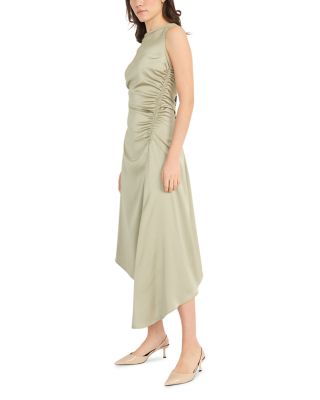 Boat Neck Asymmetric Midi Dress