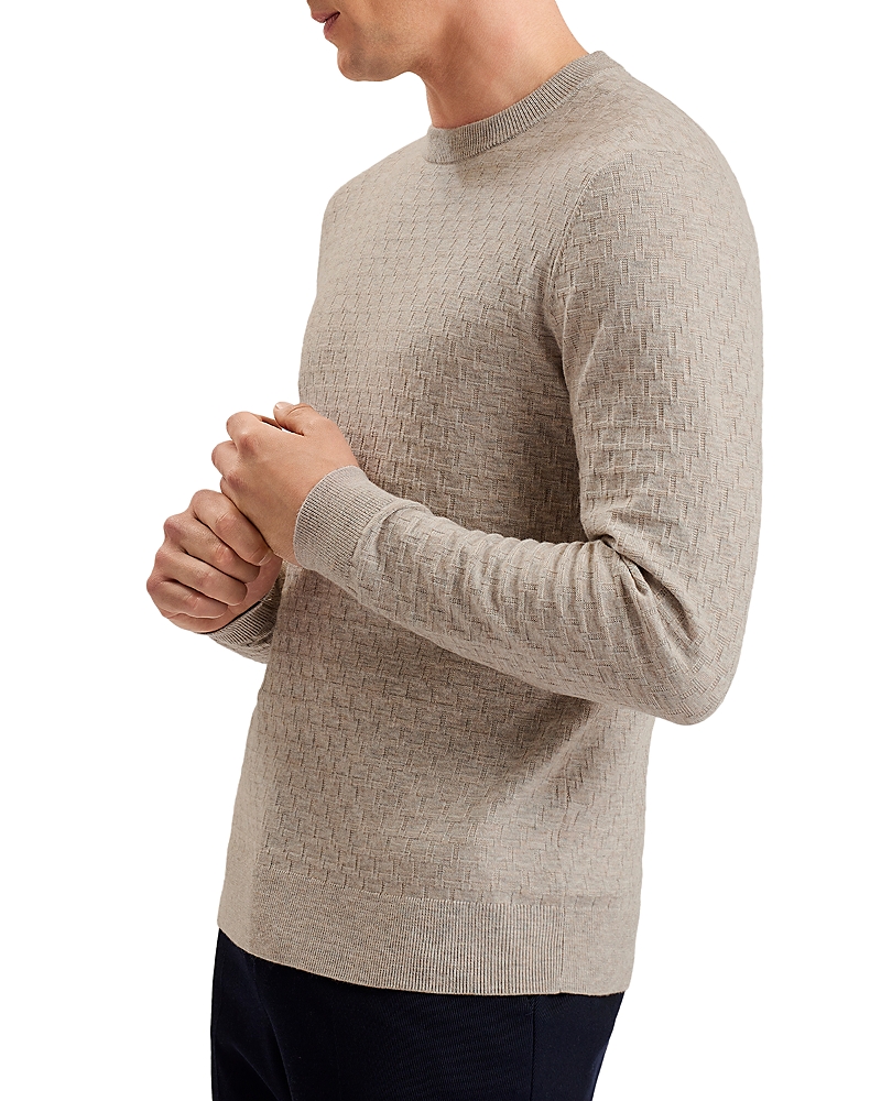 Ted Baker Textured Stitch Crewneck Sweater In Brown