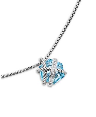 David Yurman Cable Wrap Necklace with Blue Topaz and Diamonds
