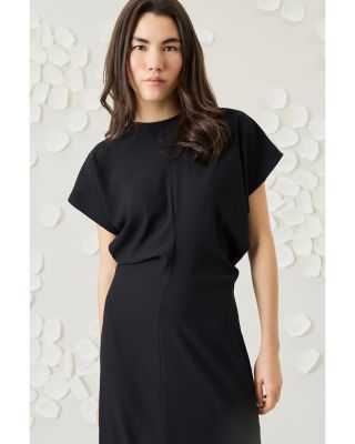 Short Sleeve Gathered Midi Dress