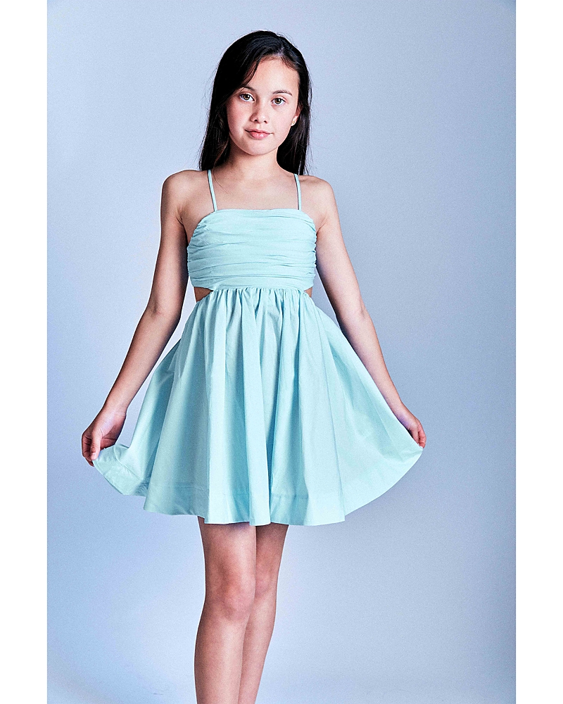 Shop Bardot Girls' Zarela Poplin Sleeveless Dress - Little Kid, Big Kid In Aqua