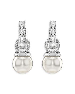 Matrix Crystal & Imitation Pearl Drop Earrings