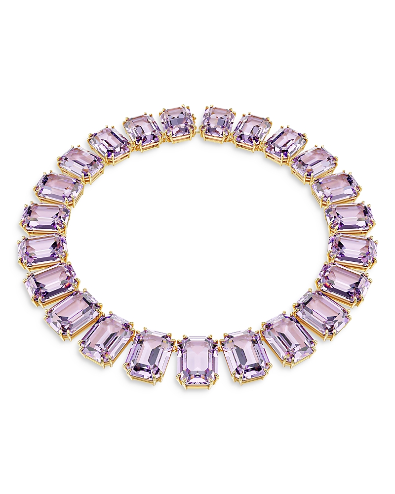 Swarovski Gold-tone Plated Purple Millenia Tennis Necklace In Pink