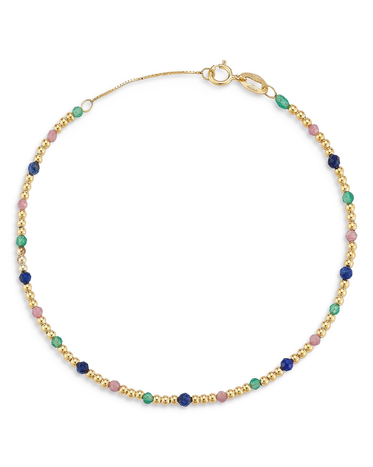 14K Yellow Gold Gemstone Beaded Bracelet