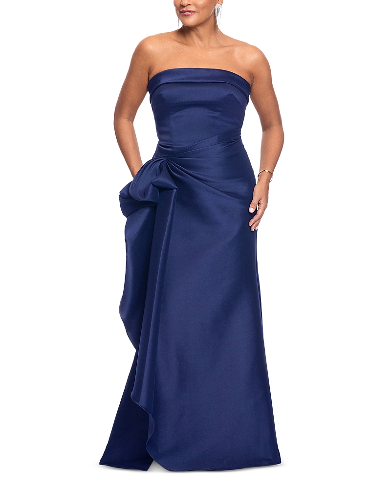AQUA DRAPED GOWN - EXCLUSIVE