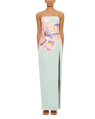 LEO LIN - Cl&eacute;mence Embroidered Split Maxi Dress