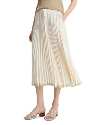 Pleated Satin Tiered Skirt