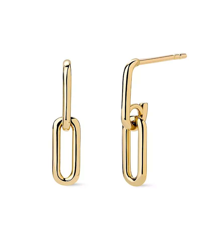 Ana Luisa Solid Yellow Gold Oval Links Drop Earrings