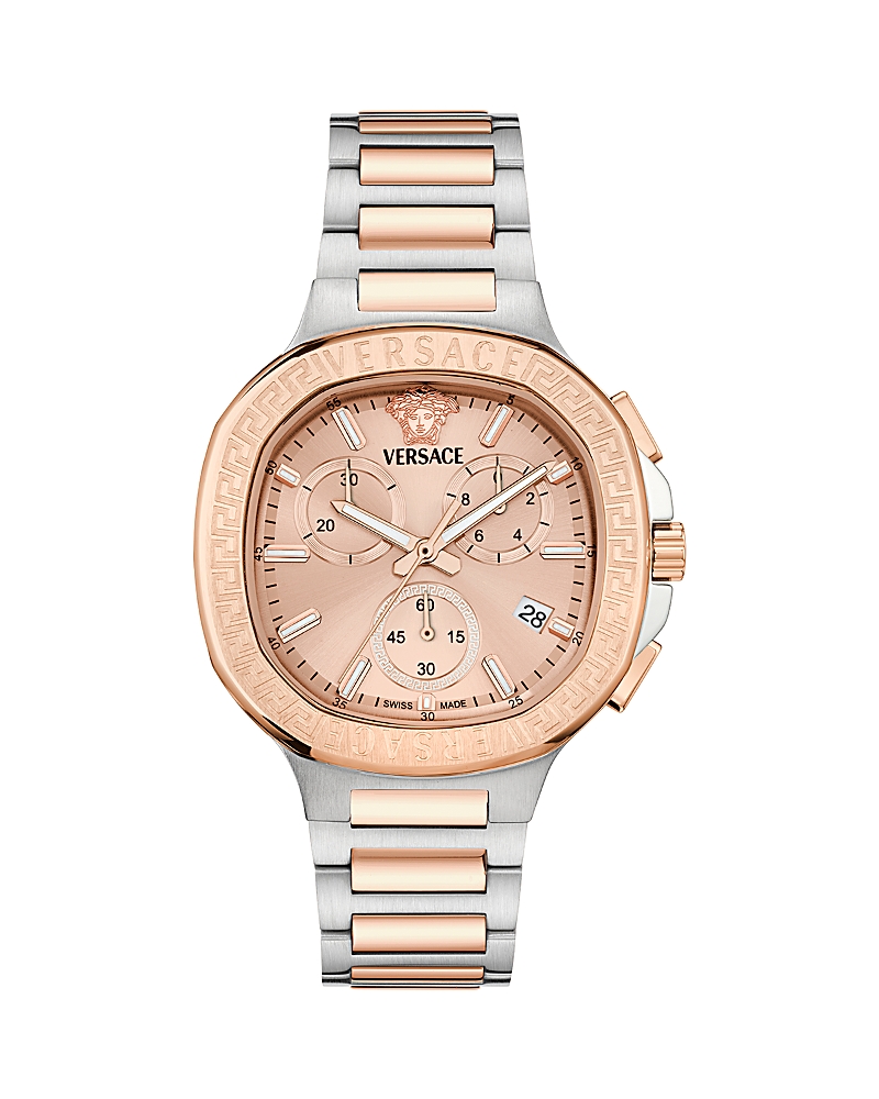 Versace V-chrono Square Chronograph, 40mm In Rose Gold/two Tone