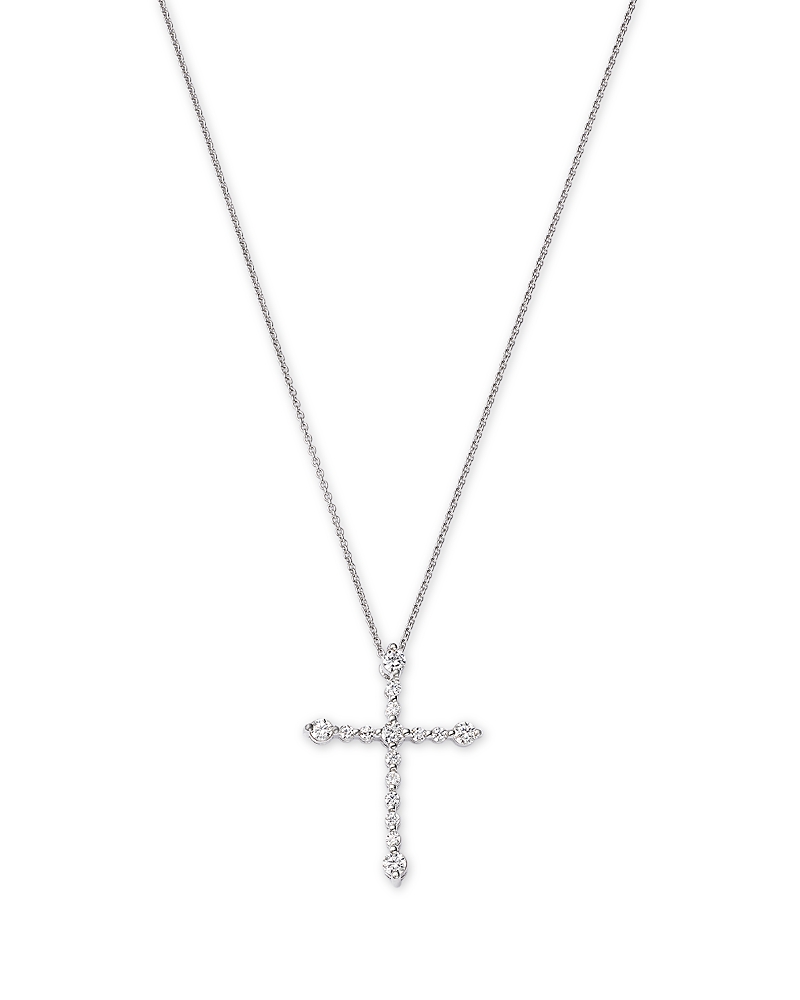 Bloomingdale's Fine Collection Diamond Cross Pendant Necklace In 14k White Gold, 0.25 Ct. T. W. In White