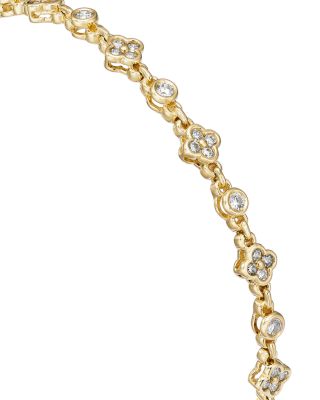 Diamond Clover Station Tennis Bracelet in 14K Yellow Gold, 1.0 tcw