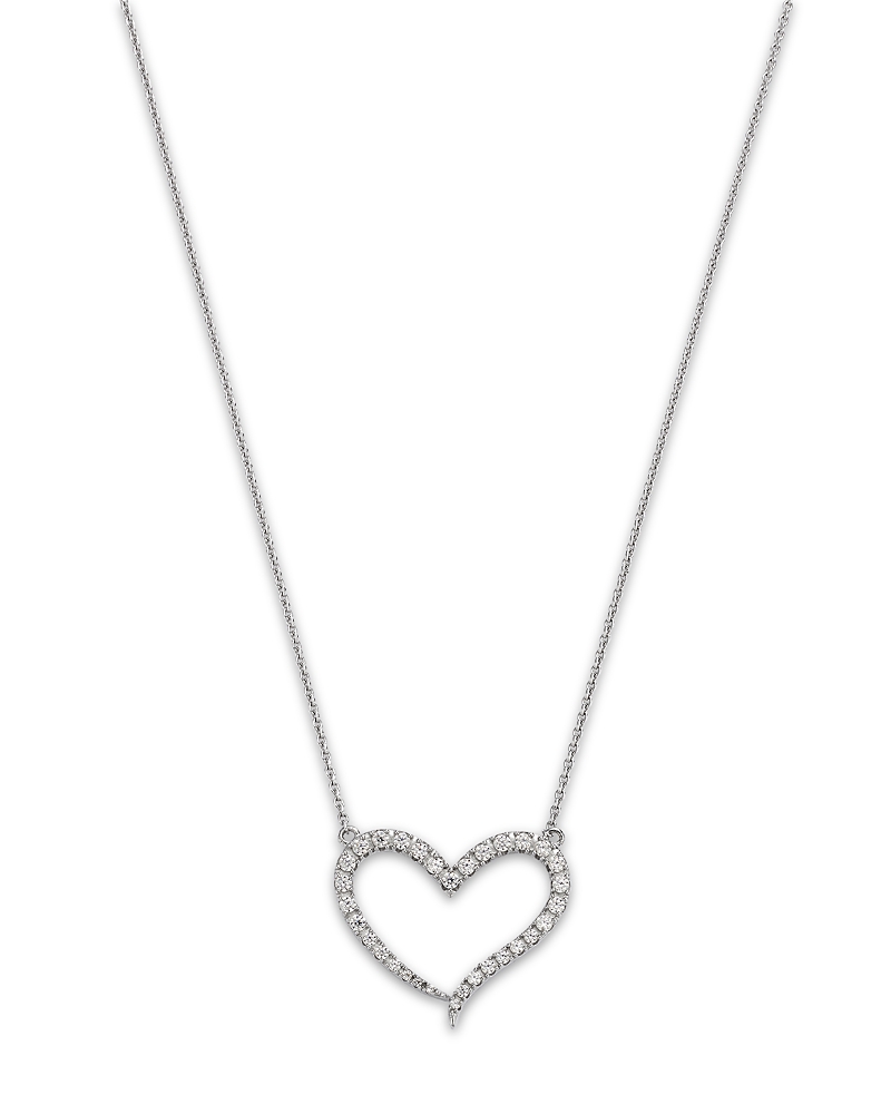 Bloomingdale's Fine Collection Diamond Heart Necklace In 14k White Gold, 0.25 Ct. T. W. In White