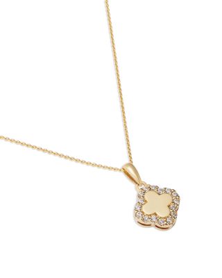 Diamond Clover Pendant Necklace in 14K Yellow Gold, 0.15 tcw