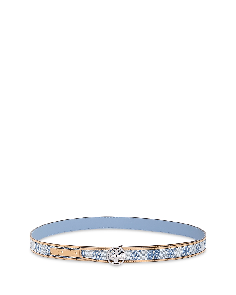 Tory Burch Miller Denim Belt In Powder Blue