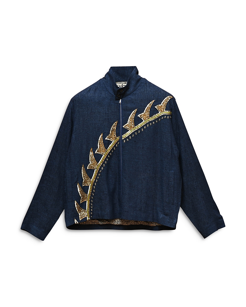 Shop Kartik Research Harrington Jacket In Indigo