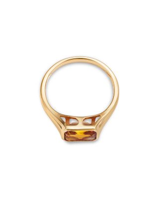 Citrine Emerald Cut Ring in 14K Yellow Gold