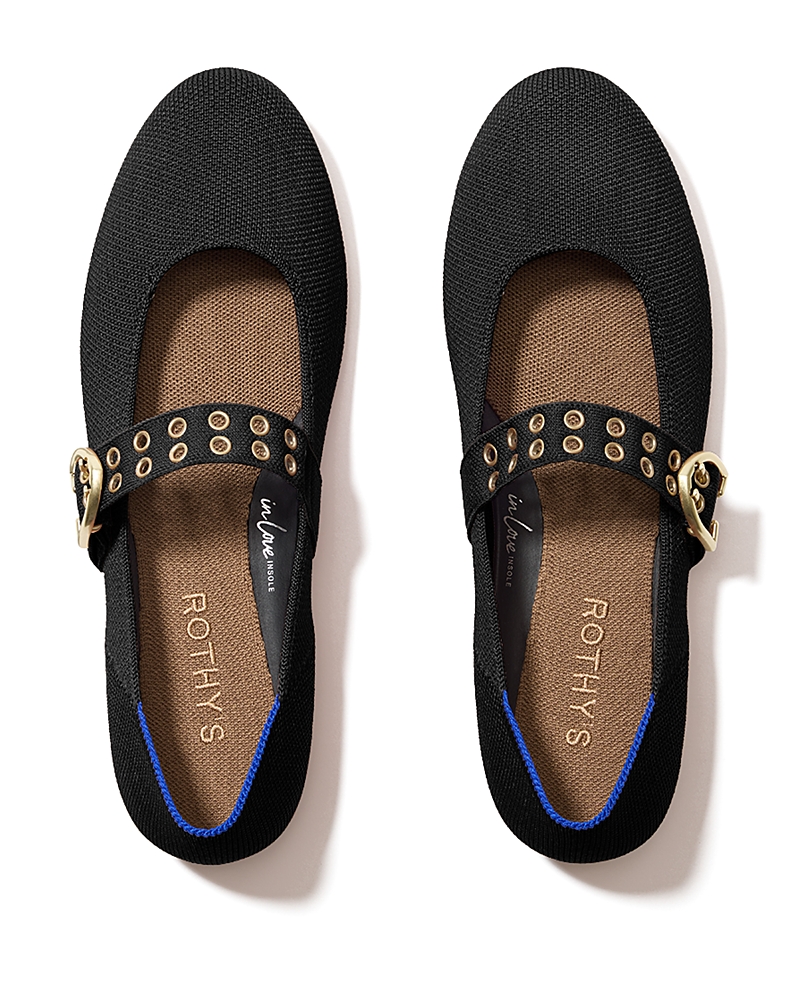 Rothys The Ballet Mary Jane In Black/neutral