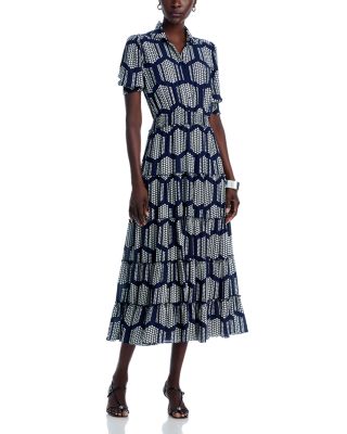 T Tahari - Printed Tiered Midi Dress