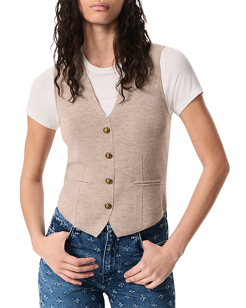 Rag & Bone Ella Merino Wool Blend Sweater Vest In Dark Taupe