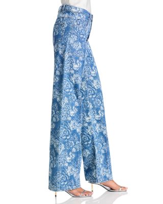 Sketchbook Floral Vivian High Rise Jeans in Indigo/White