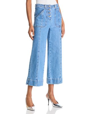Cinq à Sept - Benji High Rise Cropped Wide Leg Jeans in Blue Haze